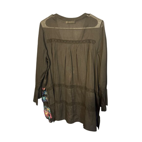 Kyla Seo Womens S Black Viscose Boho Tunic With Embroidery & Lace Details - Picture 5 of 6